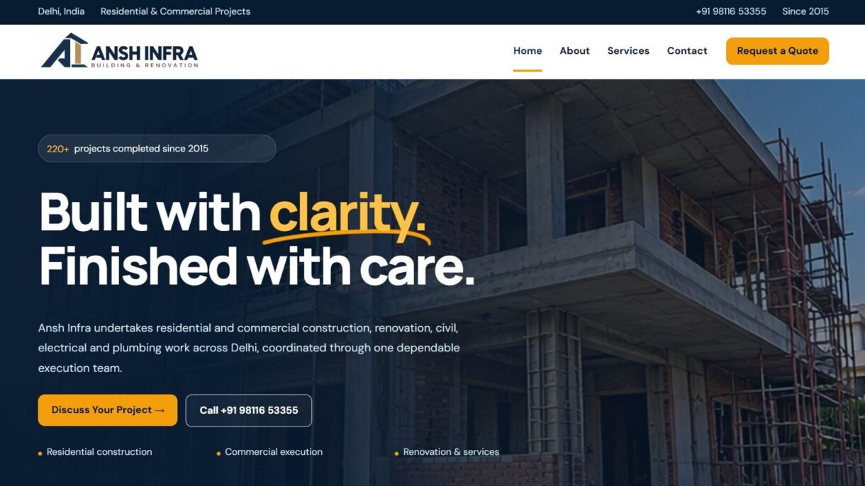 Ansh Infra Website Screenshot