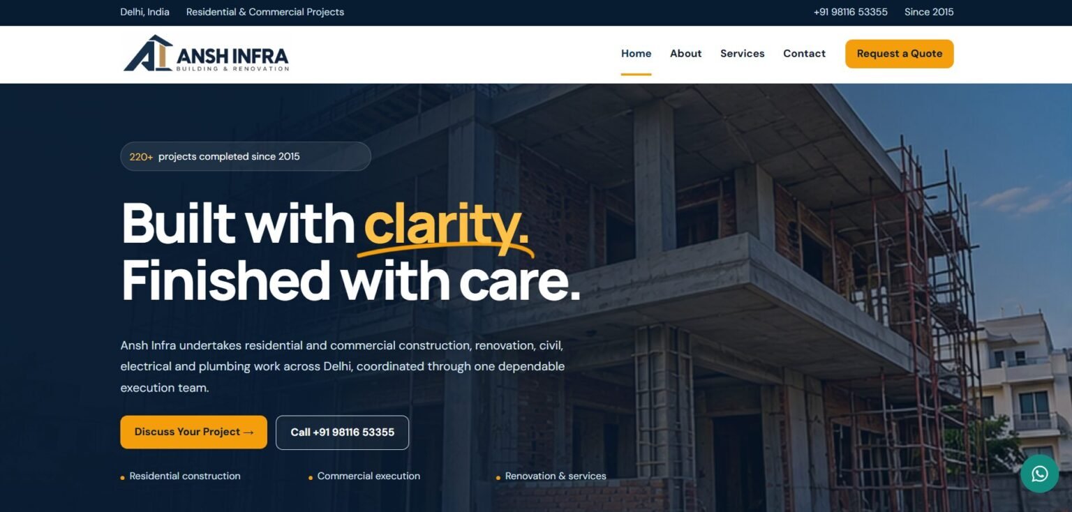 Ansh Infra Website Screenshot