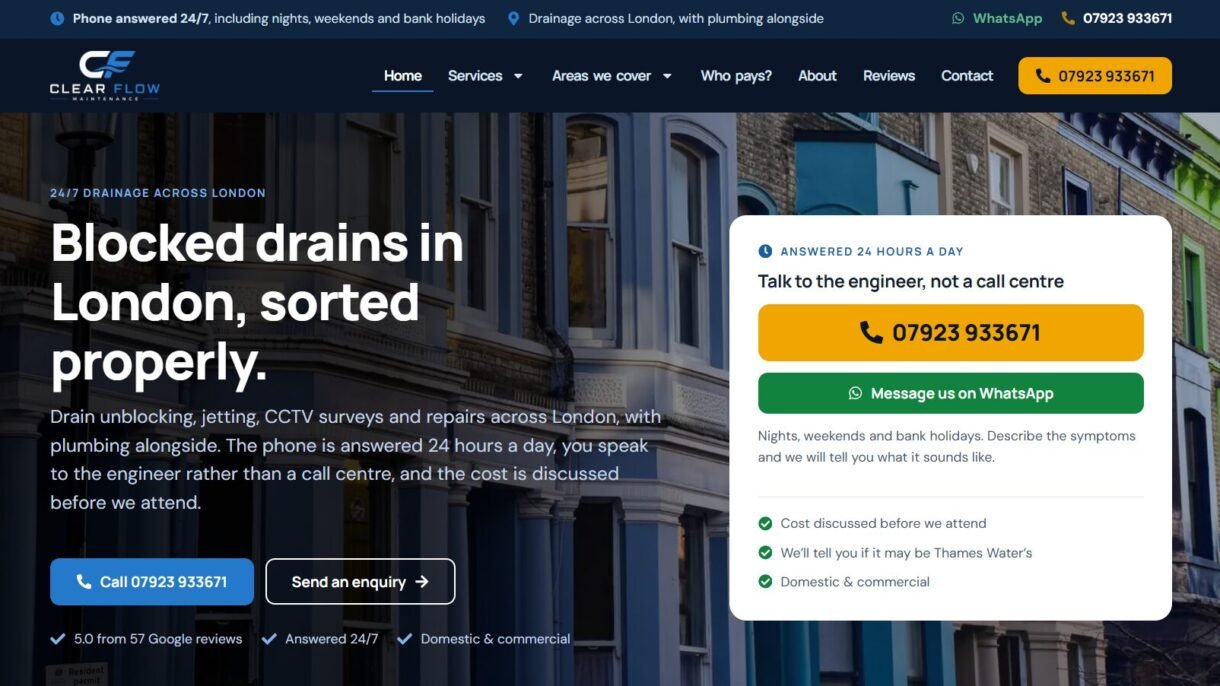Clear Flow Maintenance Website Screenshot