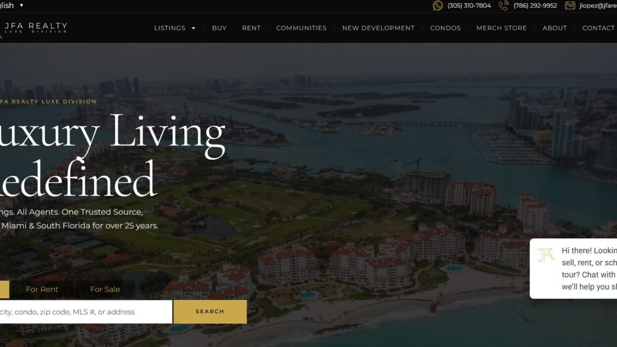 Jfa Realty Website Screenshot