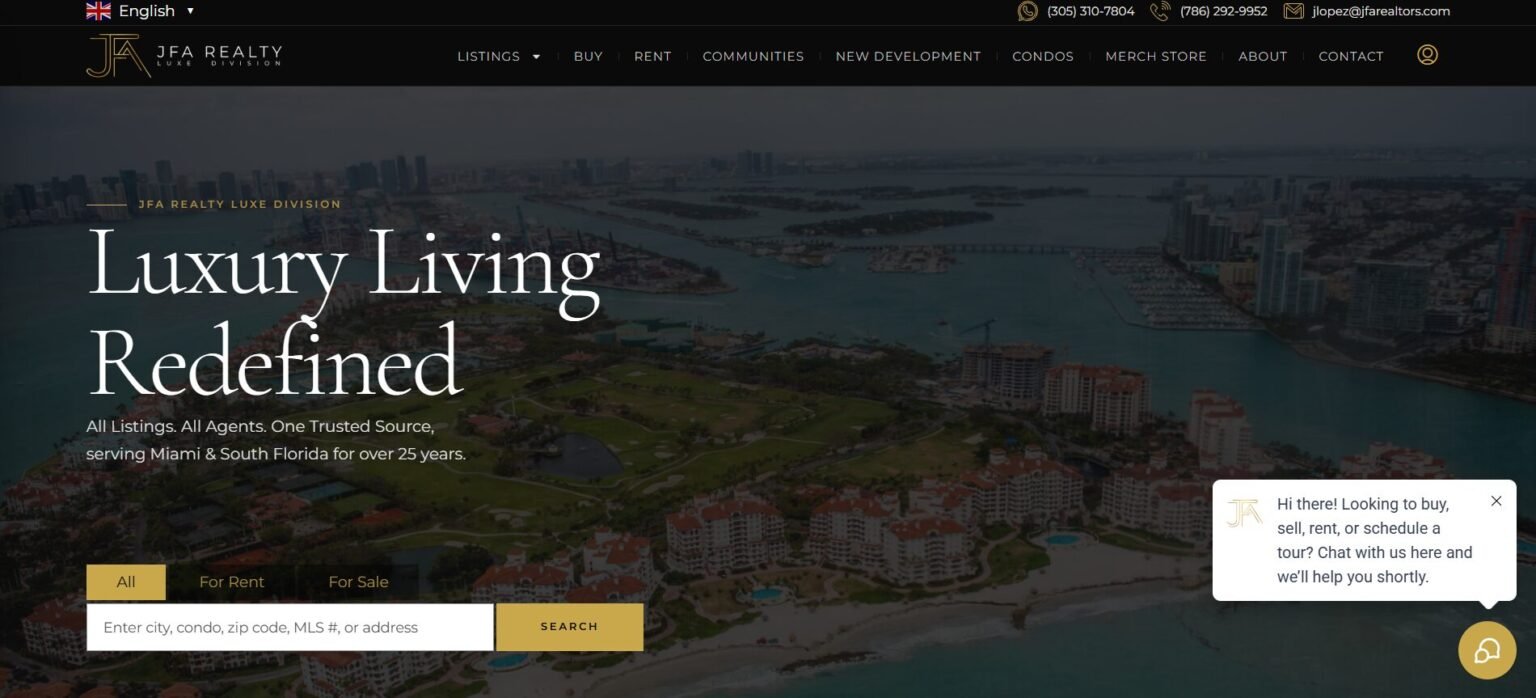 Jfa Realty Website Screenshot