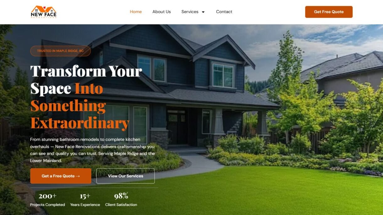 New Face Renovations Website Screenshot