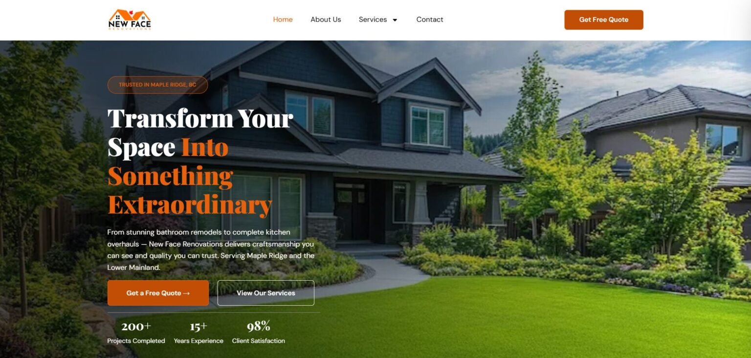 New Face Renovations Website Screenshot