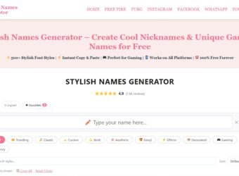 Stylish Names Generator Website Screenshot