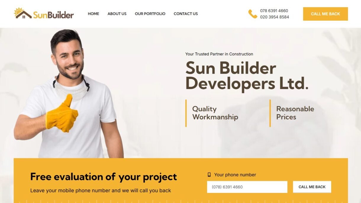 Sun Builder Website Screenshot