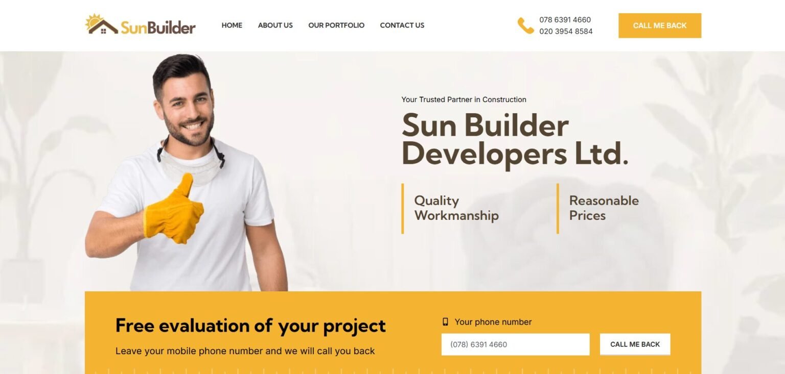 Sun Builder Website Screenshot